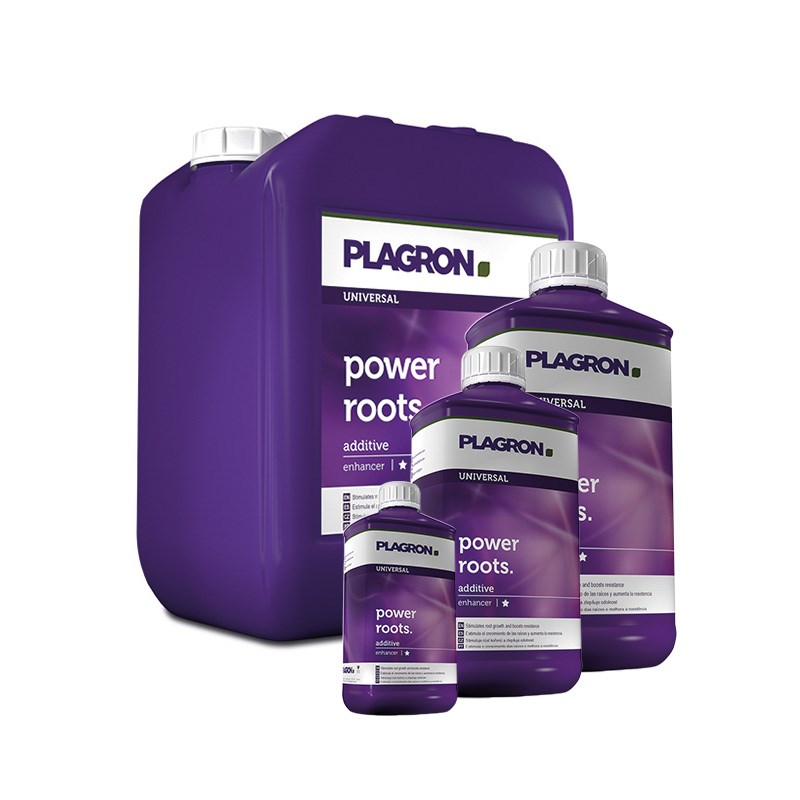 Plagron power roots additive containers on a white background